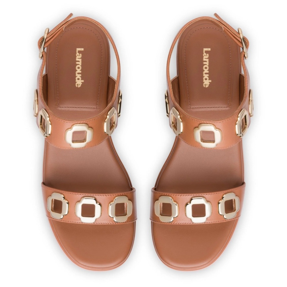 L'Amour Brown Sandals with Gold Details